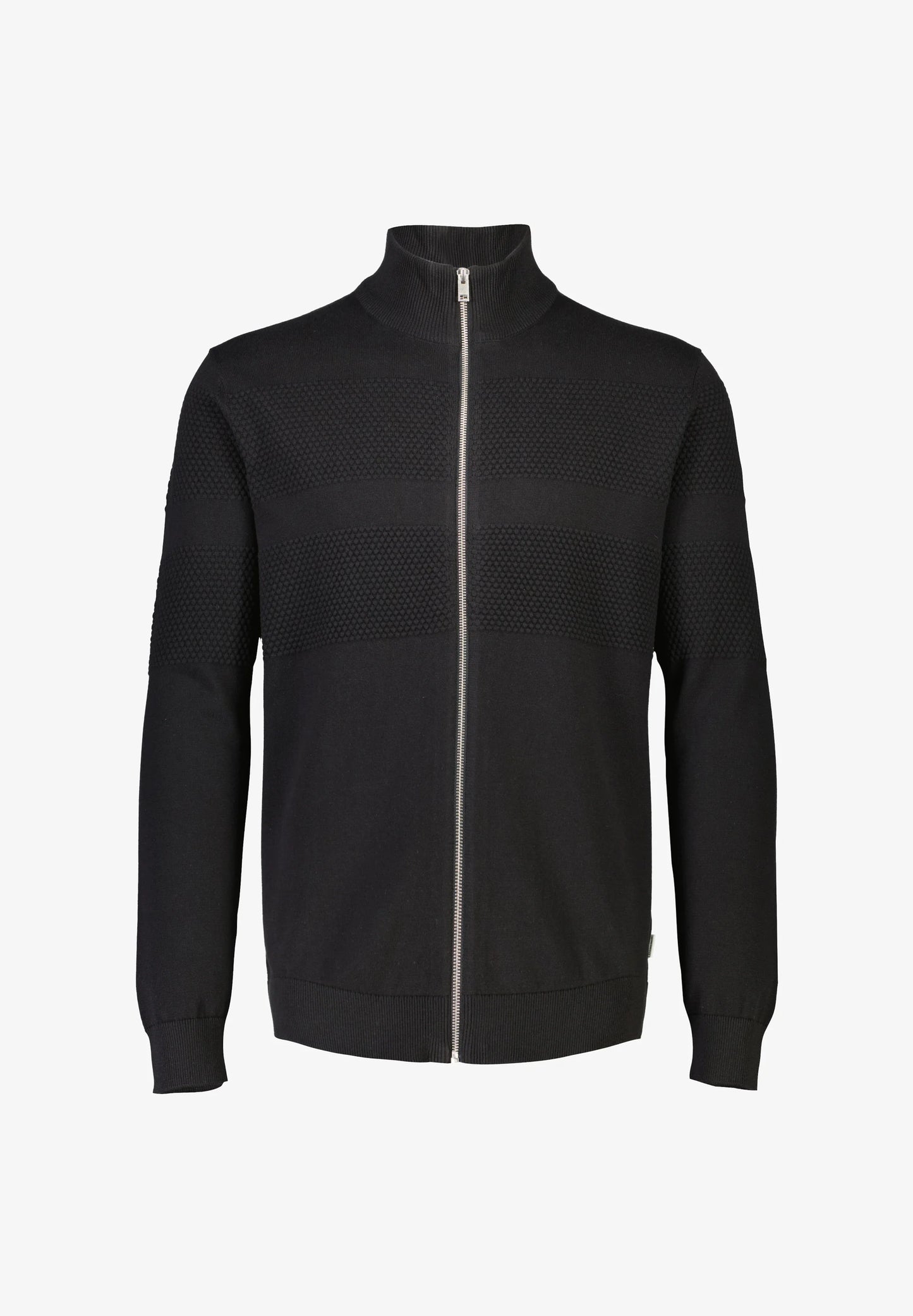 Zip through purl cardigan