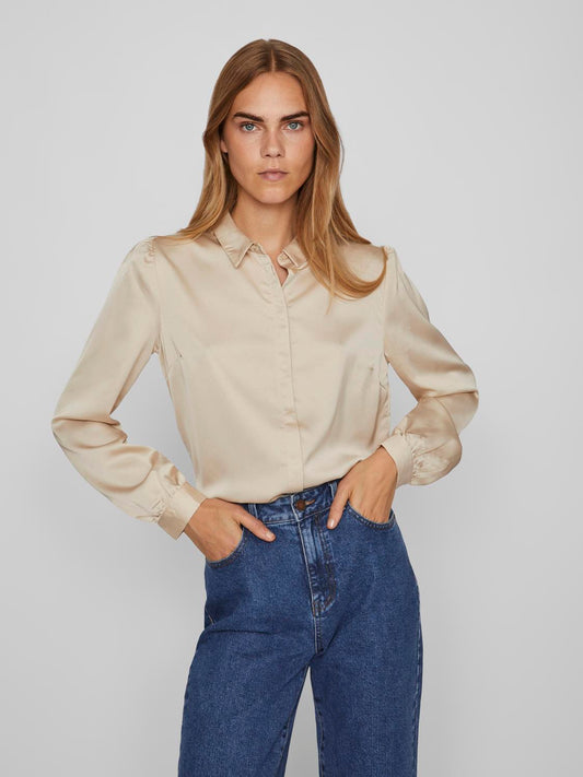 VIELLETTE SATIN L/S SHIRT/SU - NOOS