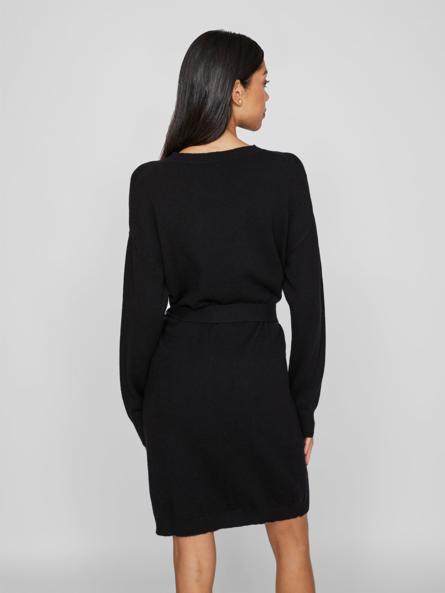 VIRIL O-NECK L/S BELT KNIT DRESS - NOOS