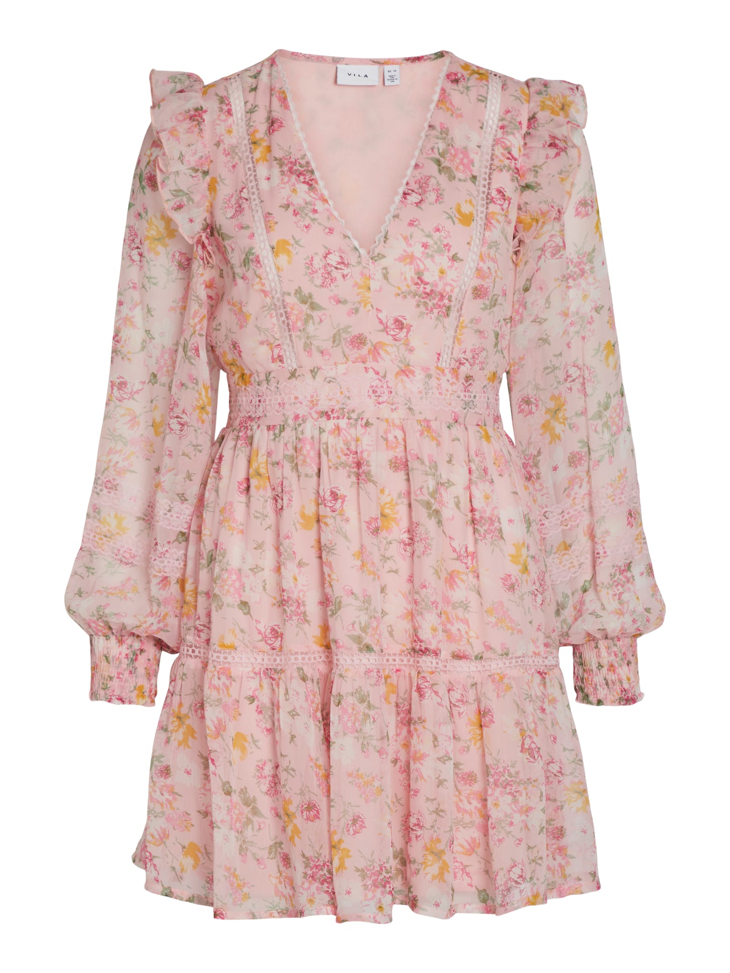 VIROMAN NEW V-NECK L/S SHORT DRESS/DC/KA