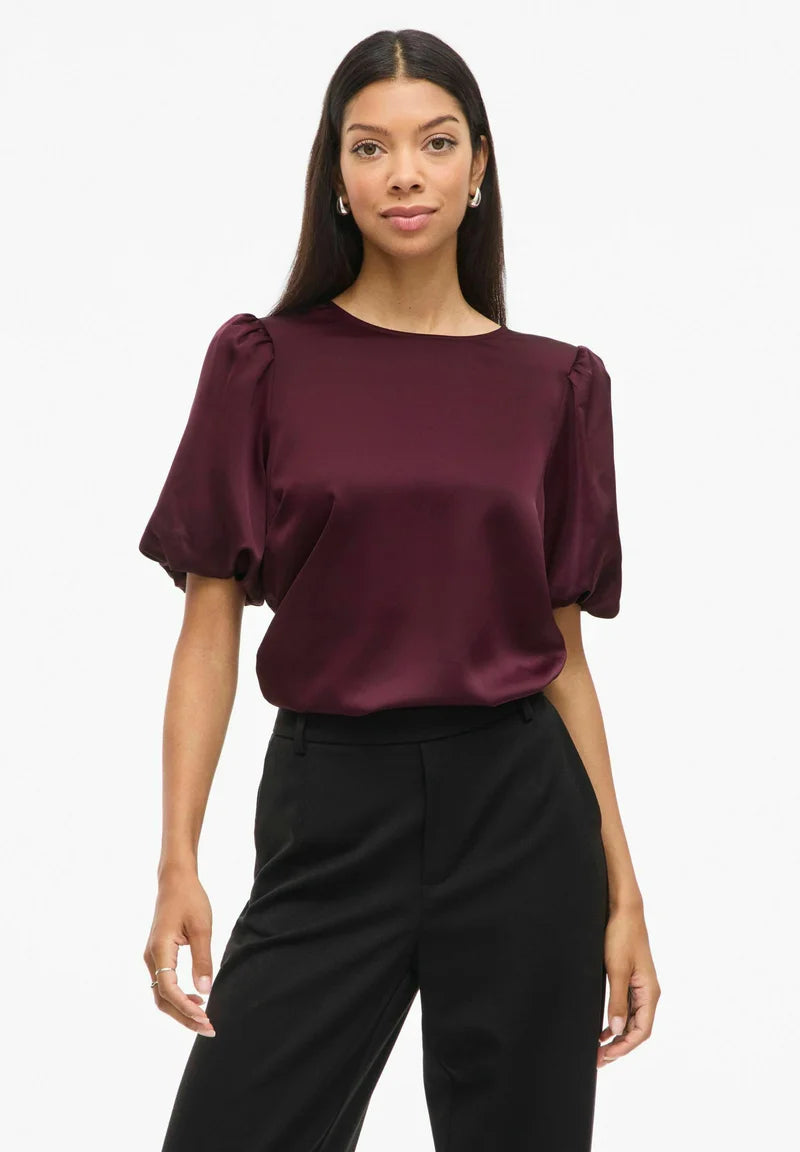 VIELLETTE 2/4 SATIN PUFF TOP - NOOS