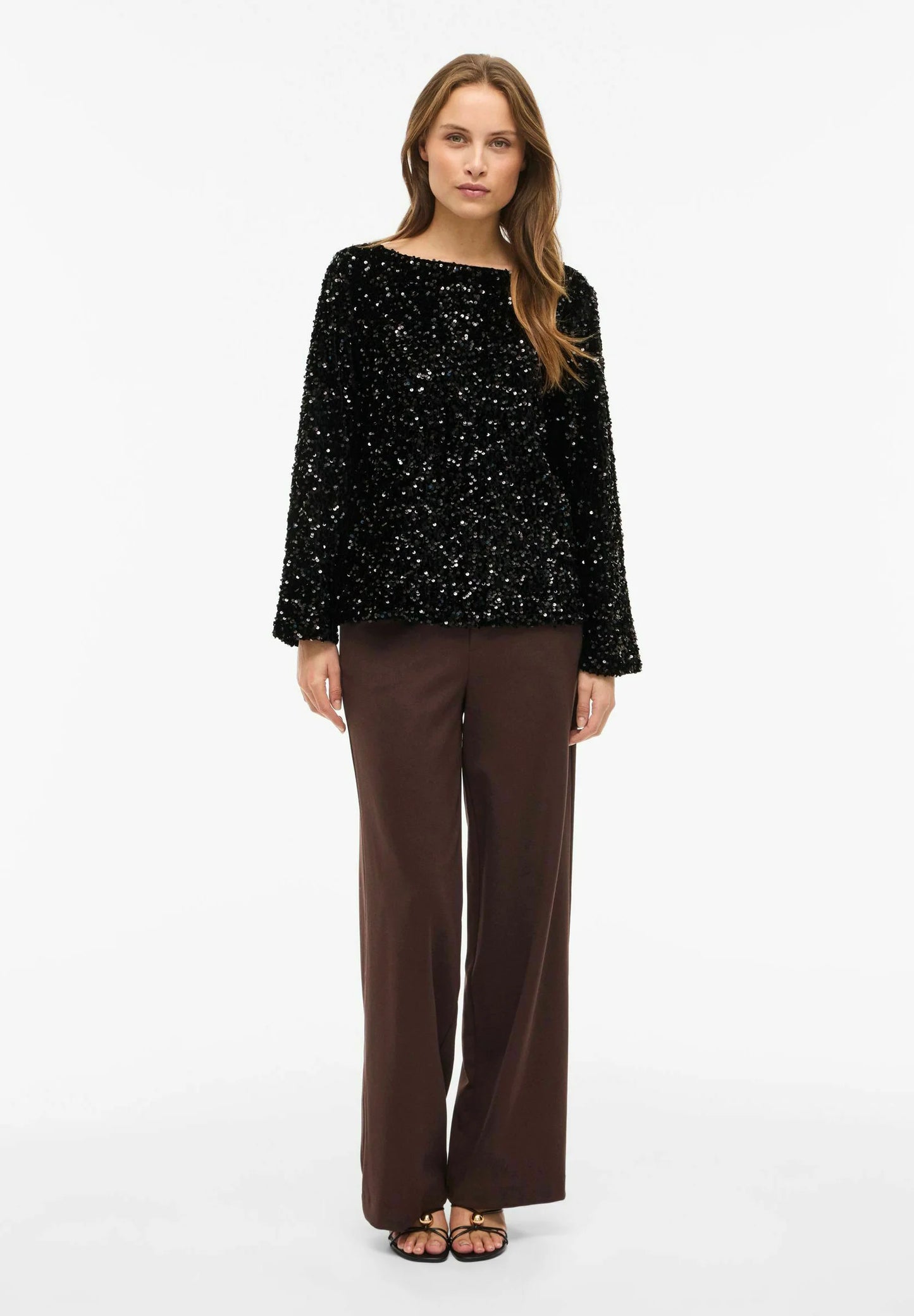 VIFAITH BOAT NECK L/S SEQUIN TOP/1
