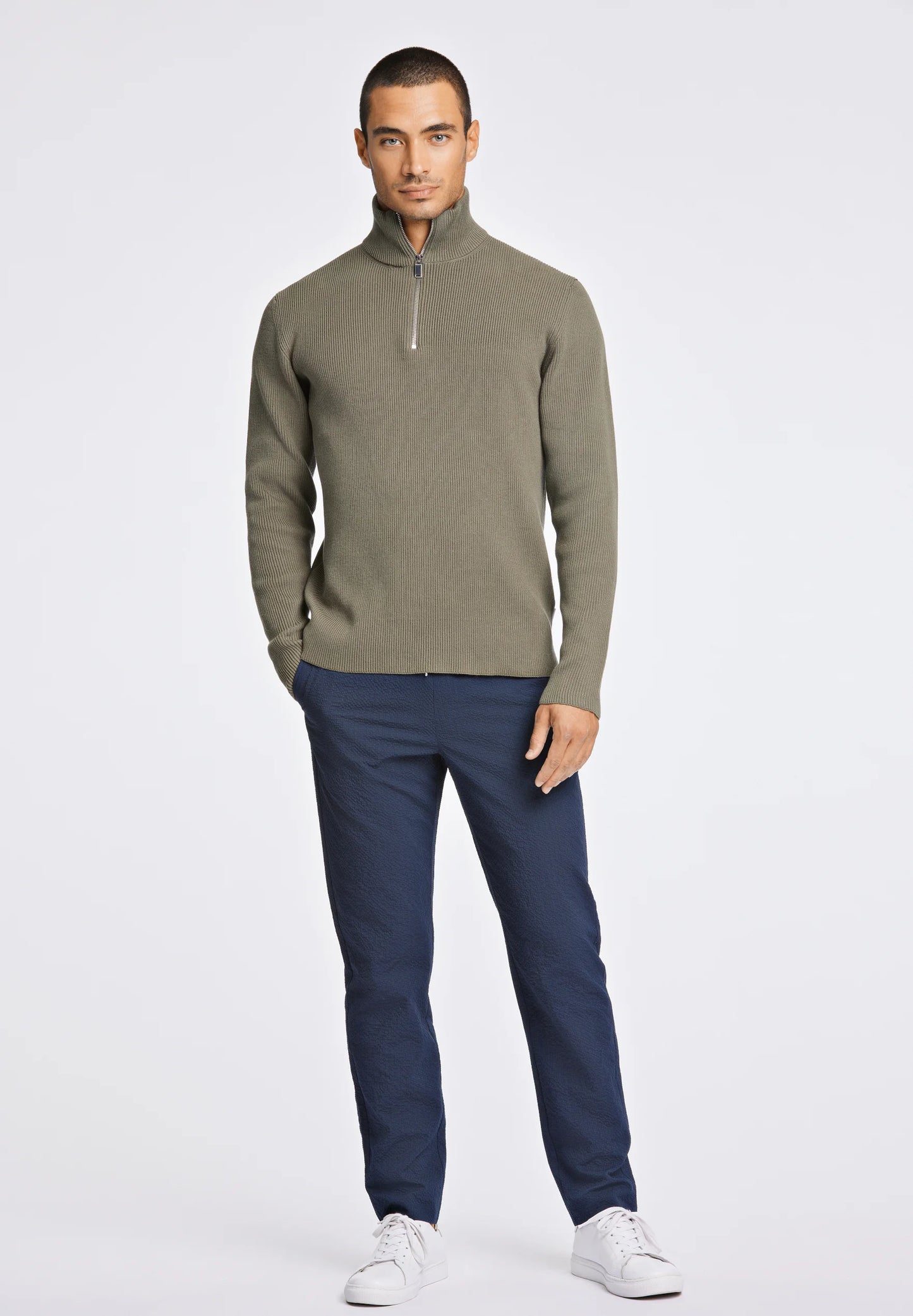 Half zip rib knit