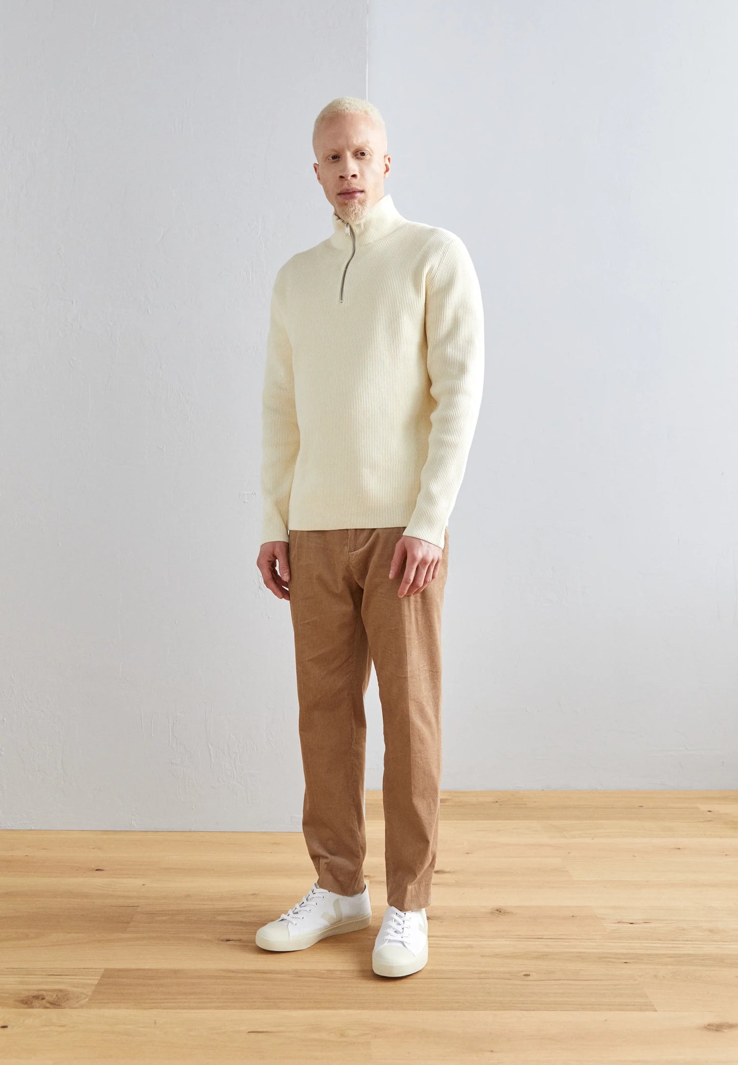 Half zip rib knit
