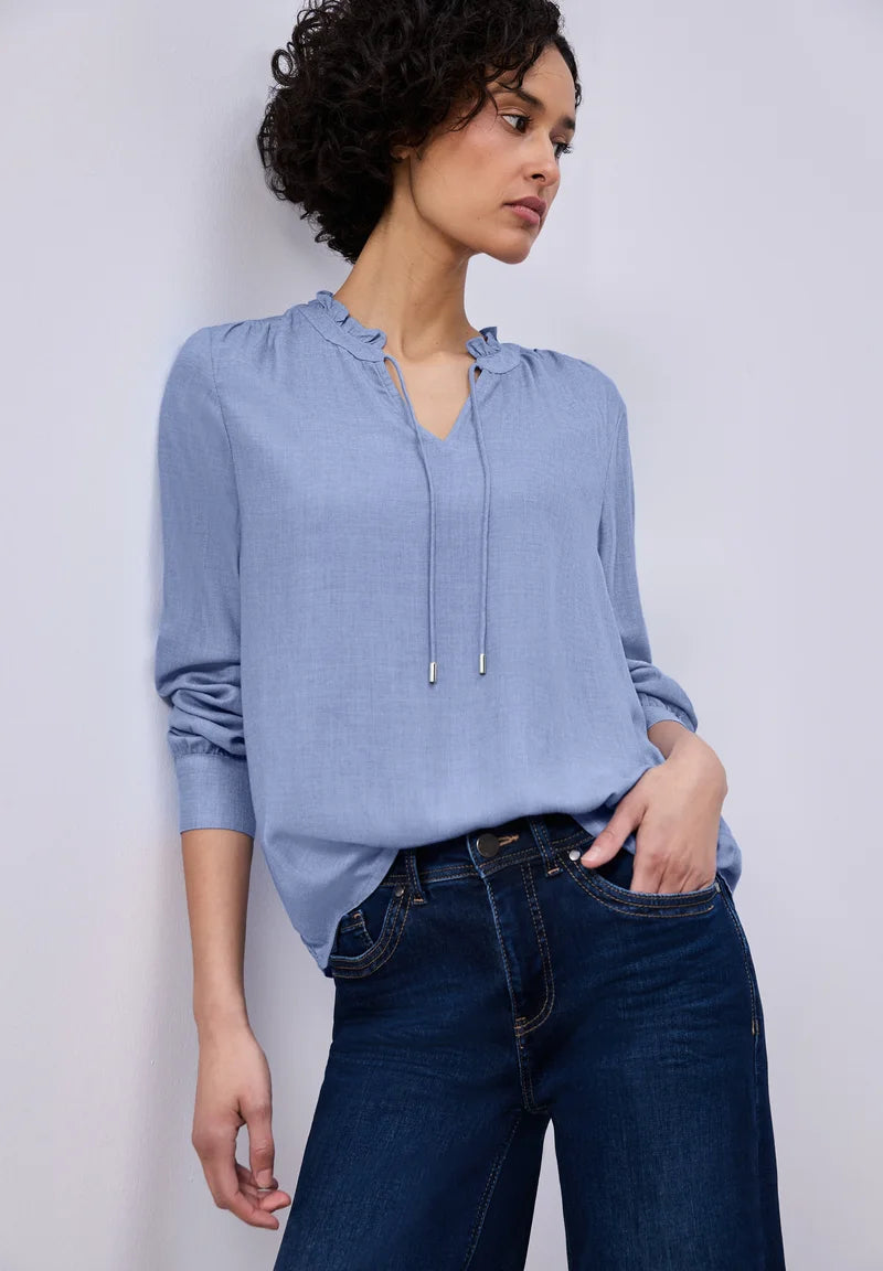 Melange tunic blouse w frill