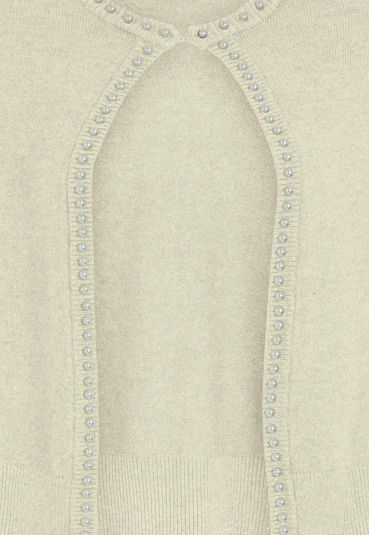 VIZAFINA L/S O-NECK PEARL KNIT CARDI/1