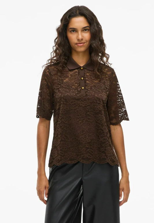 VISTACIA COLLAR 2/4 LACE TOP/BFS