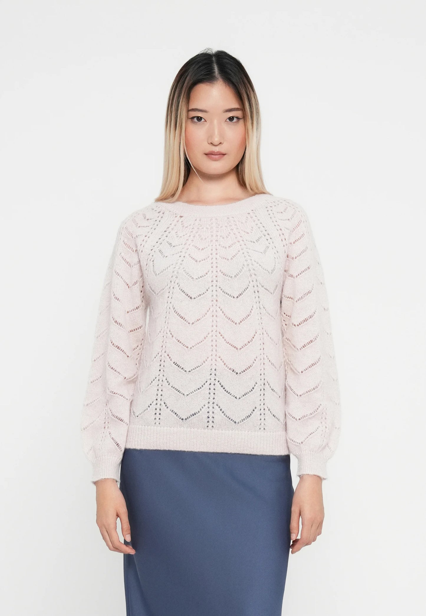 VITULI O-NECK L/S DETAIL KNIT TOP/PB