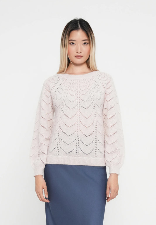VITULI O-NECK L/S DETAIL KNIT TOP/PB