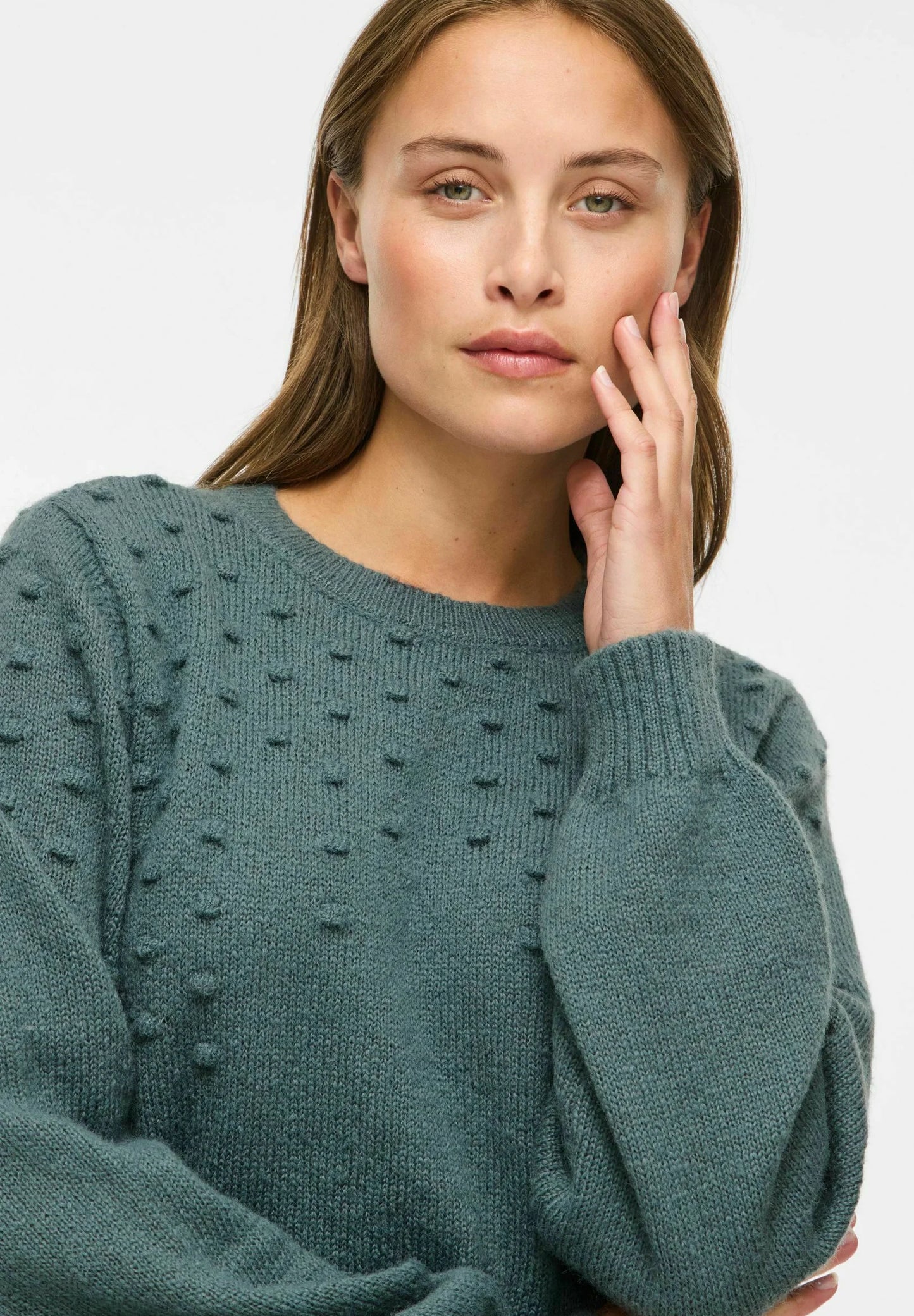 VITULI O-NECK L/S DOT KNIT TOP-NOOS