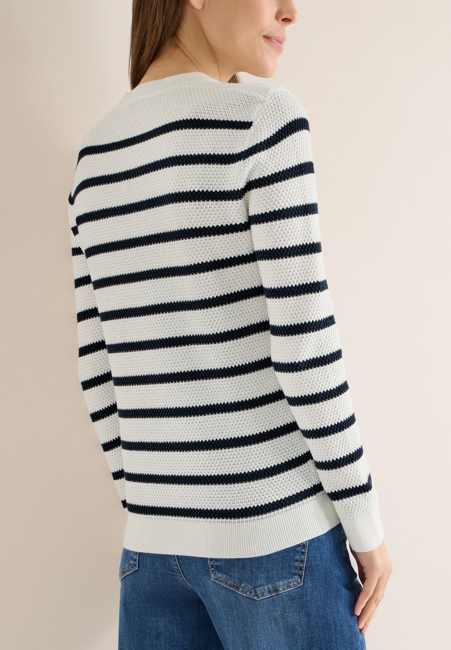 TOS_Structure stripe Roundneck
