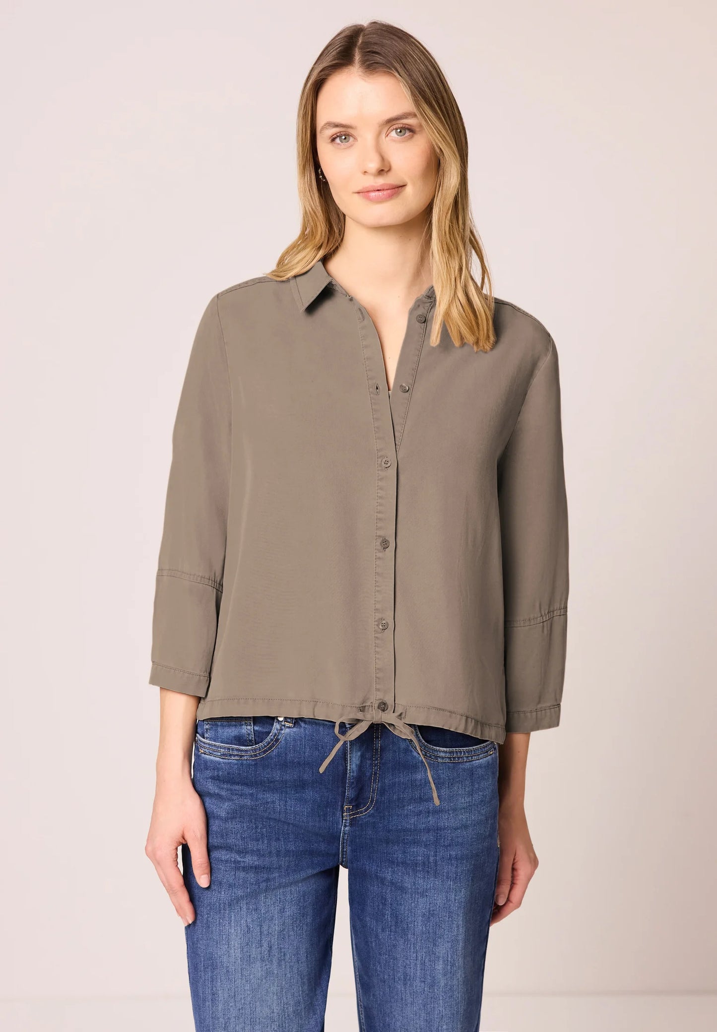 LTD QR washed shirtcollar blou