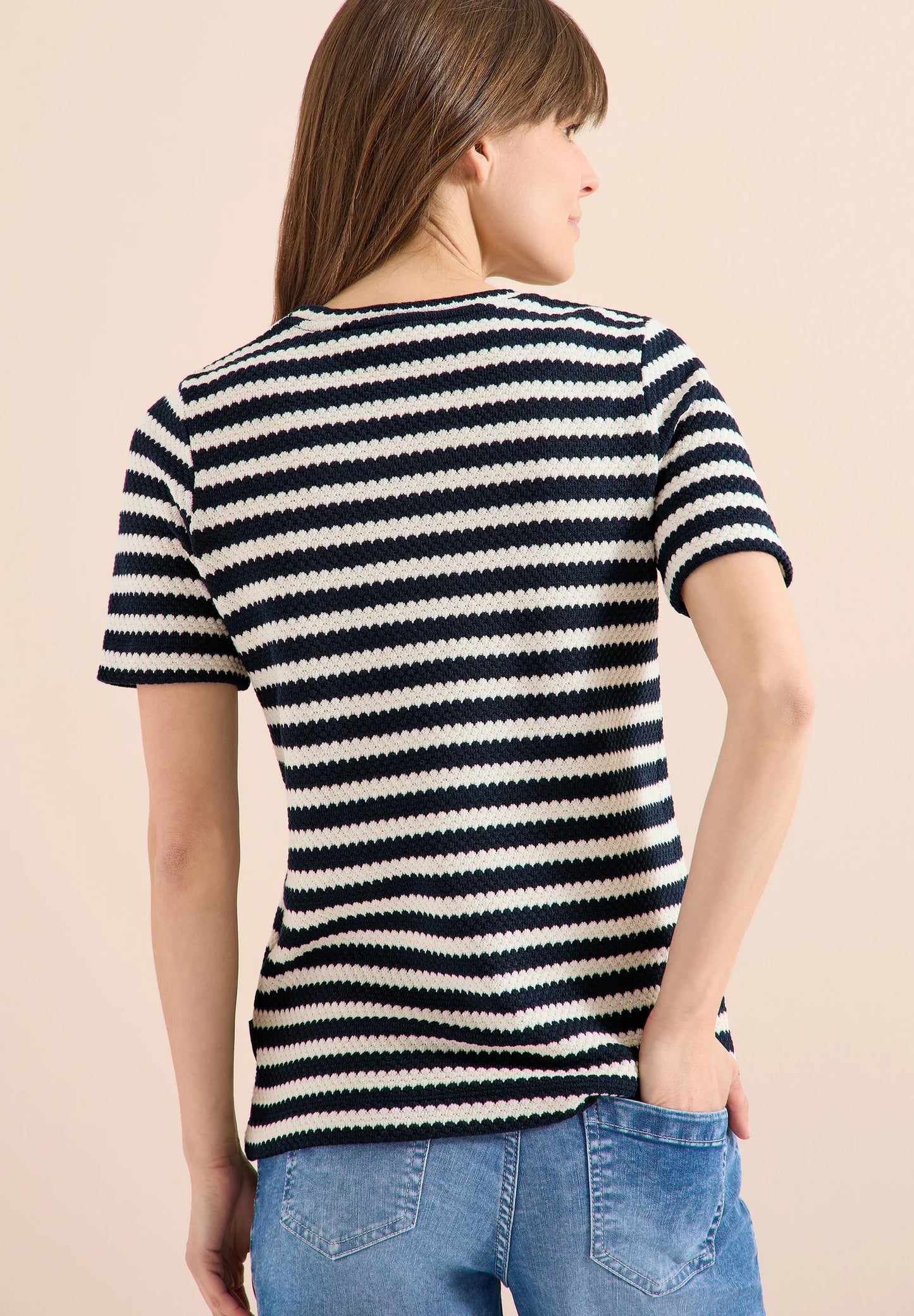 Striped Ajour Structure T-Shir