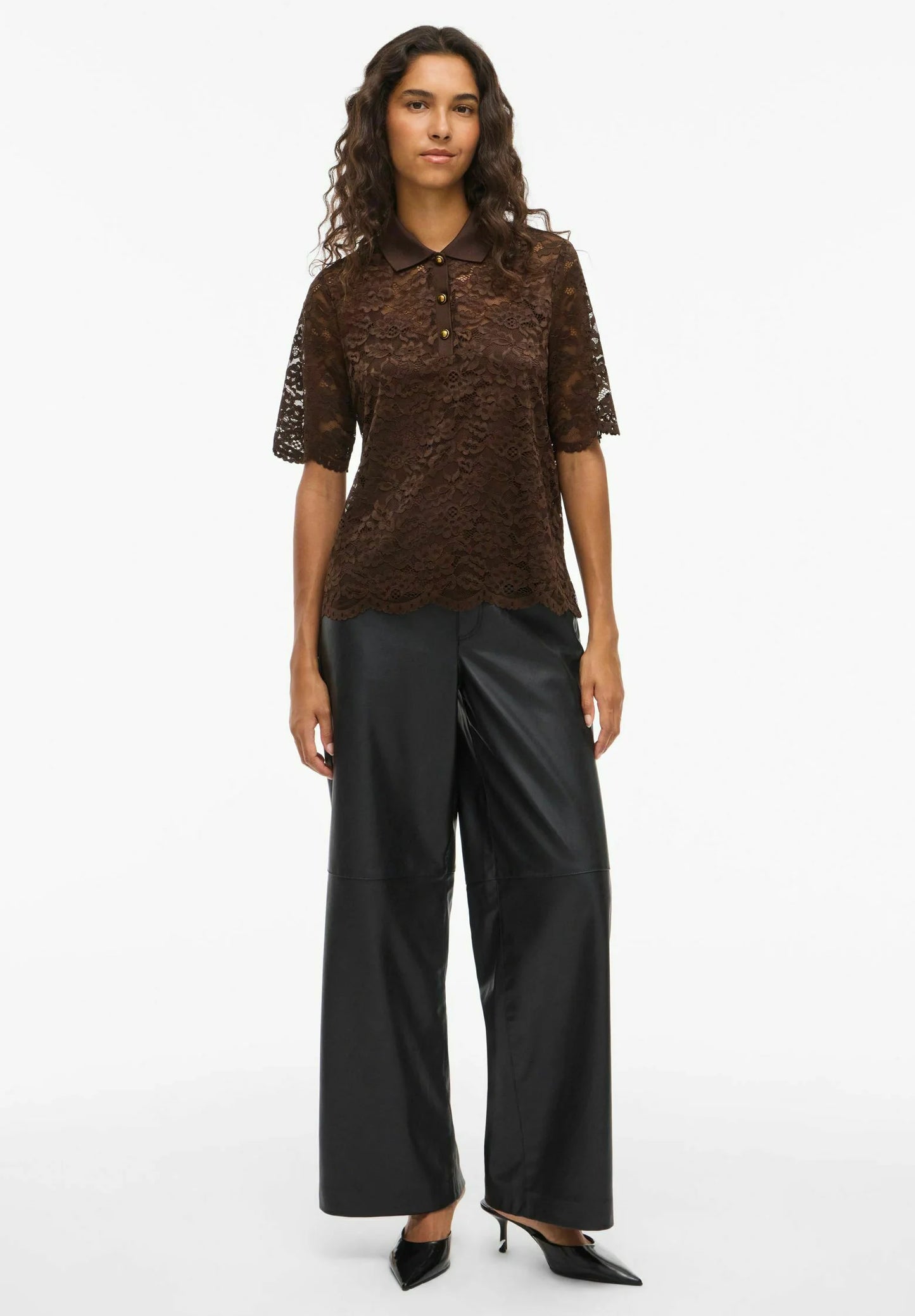 VISTACIA COLLAR 2/4 LACE TOP/BFS