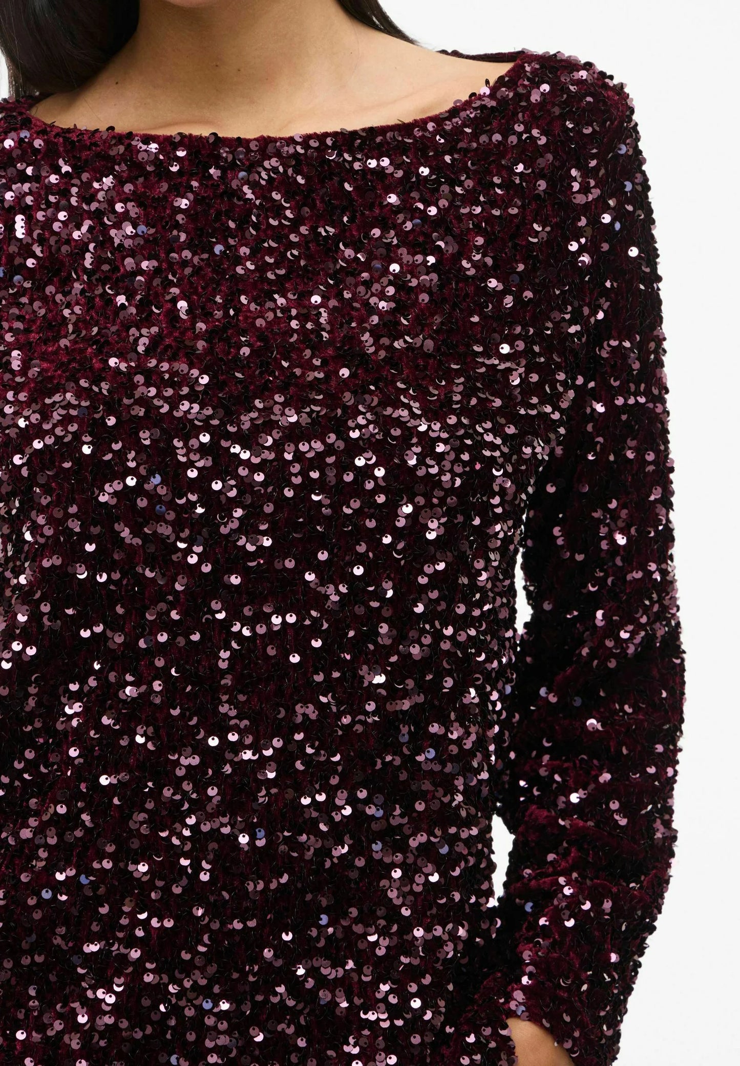 VIFAITH BOAT NECK L/S SEQUIN TOP/1