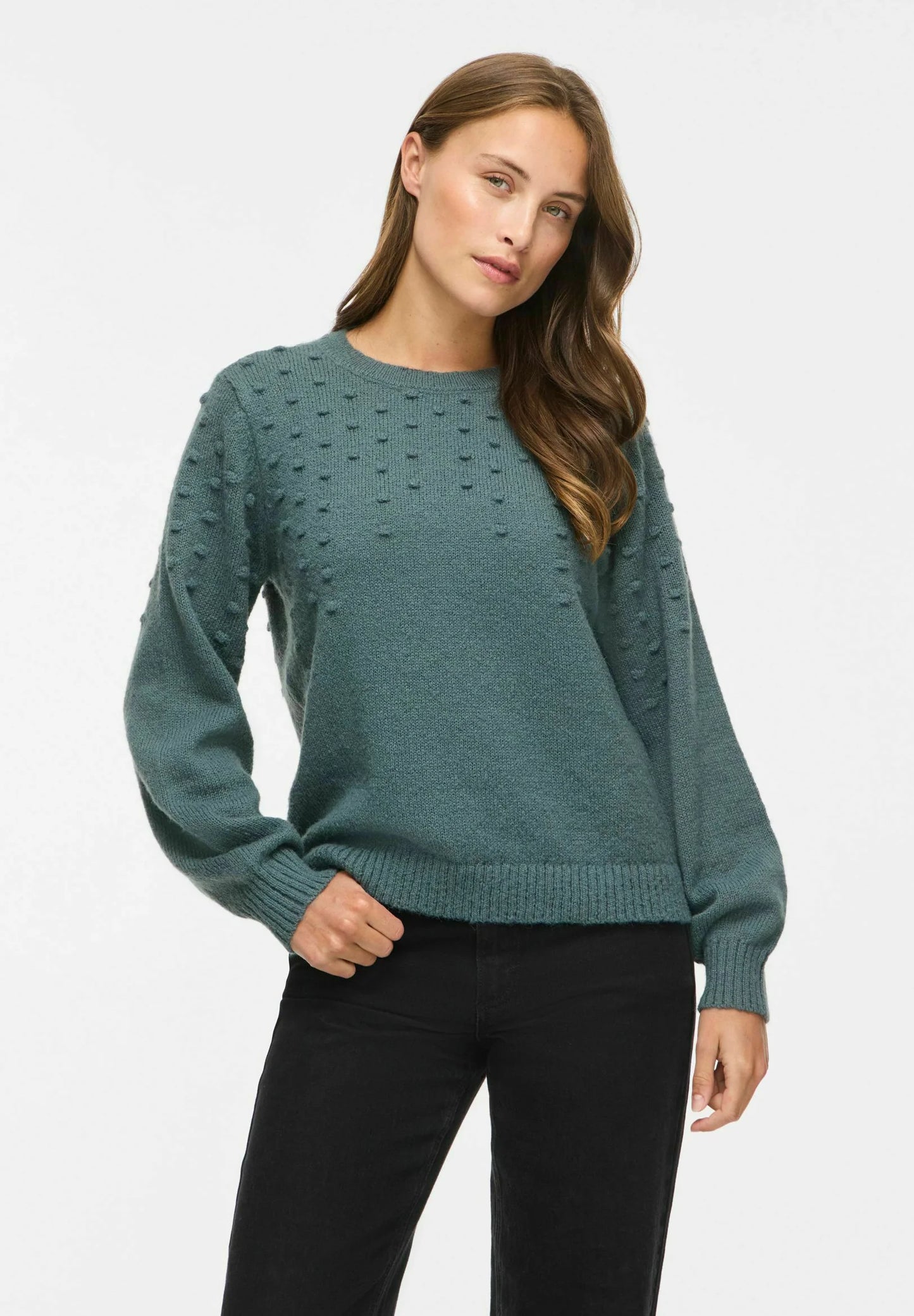 VITULI O-NECK L/S DOT KNIT TOP-NOOS