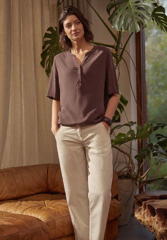 NOS Solid Splitneck Blouse