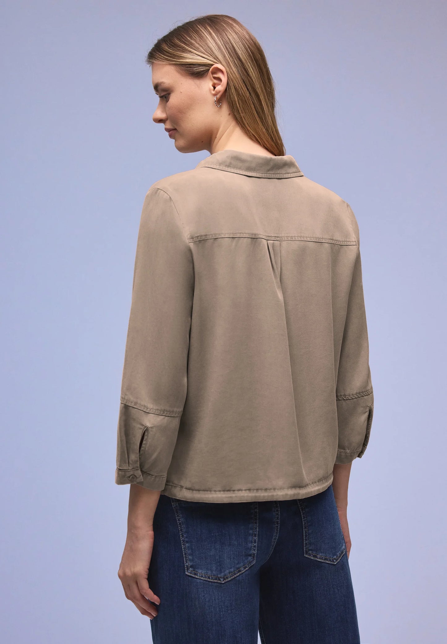 LTD QR washed shirtcollar blou