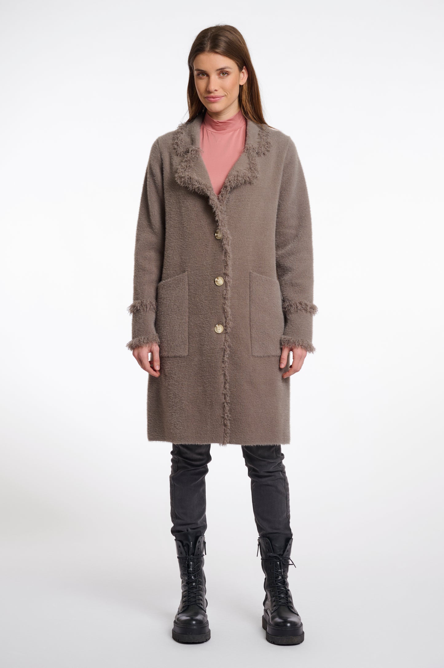 Single breasted cardigan with fringe detail