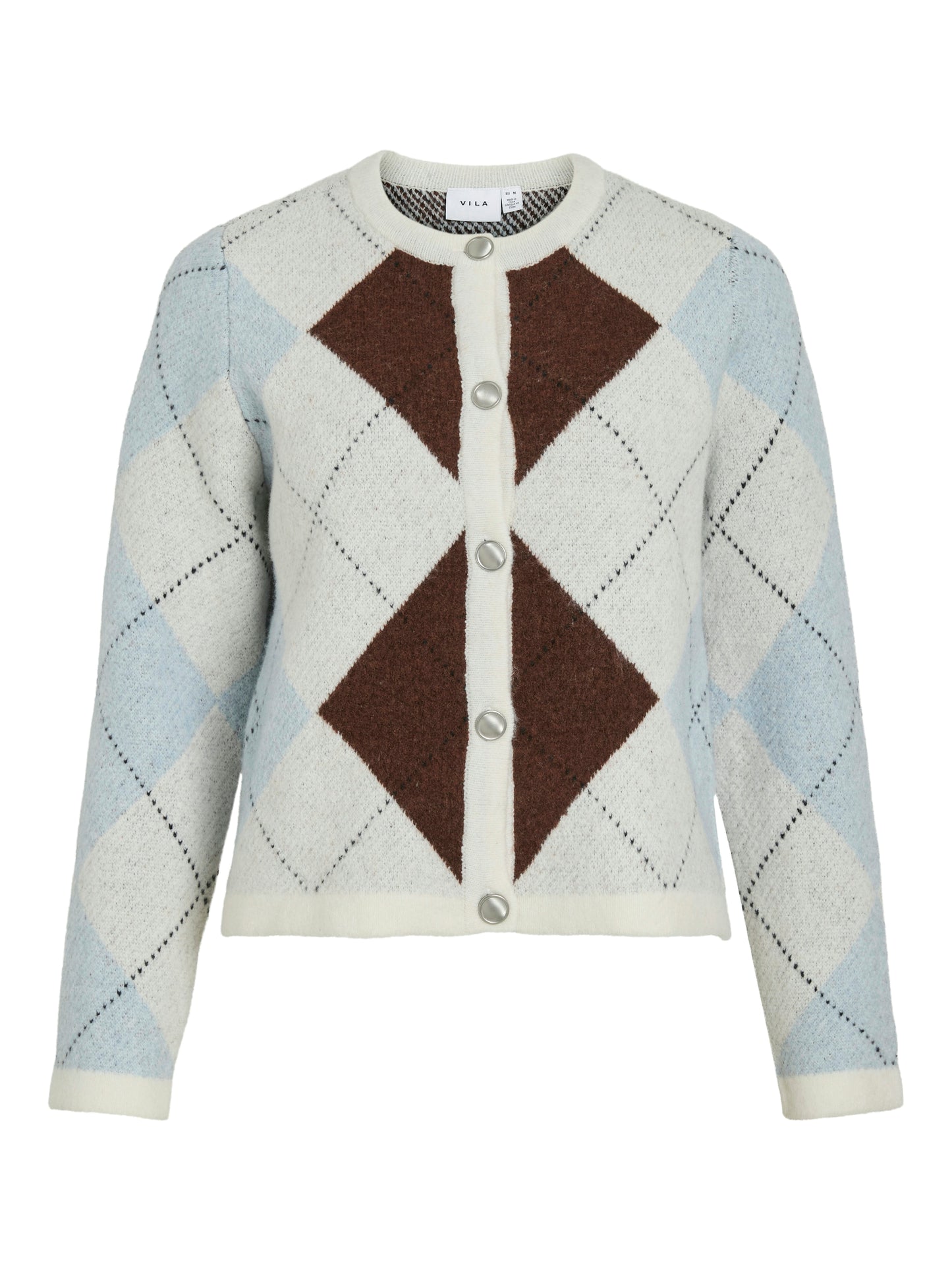 VIKAYLA O-NECK L/S CHECK KNIT CARDI/BFS