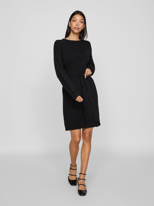 VIRIL O-NECK L/S BELT KNIT DRESS - NOOS