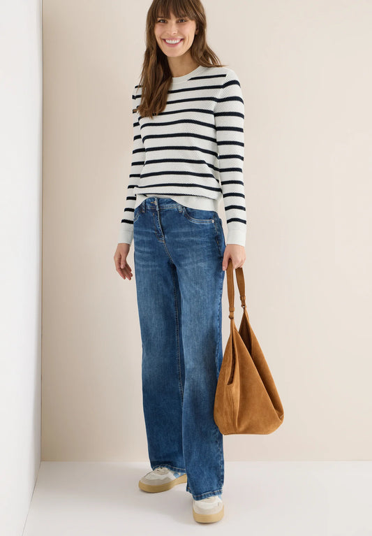 TOS_Structure stripe Roundneck
