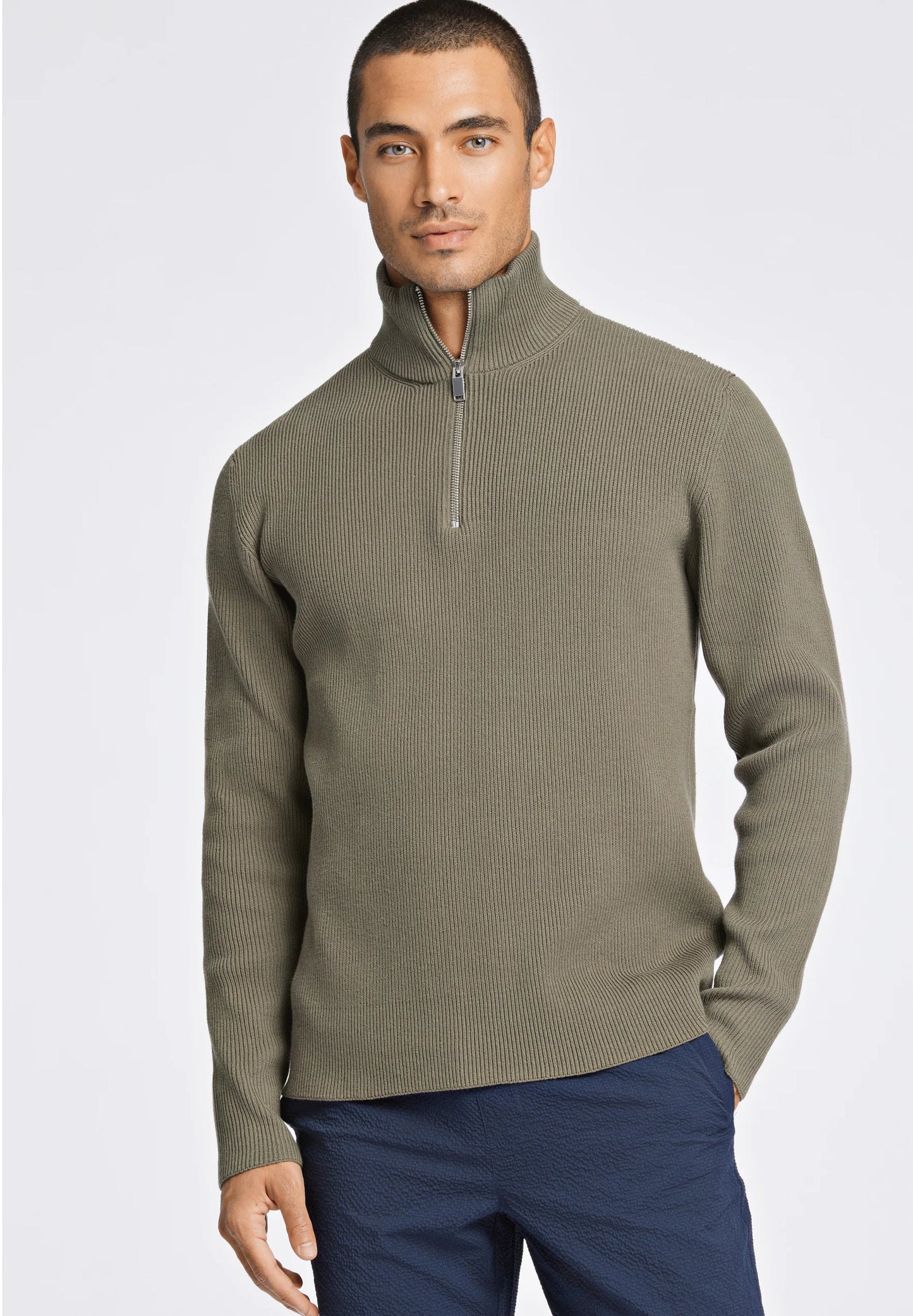 Half zip rib knit