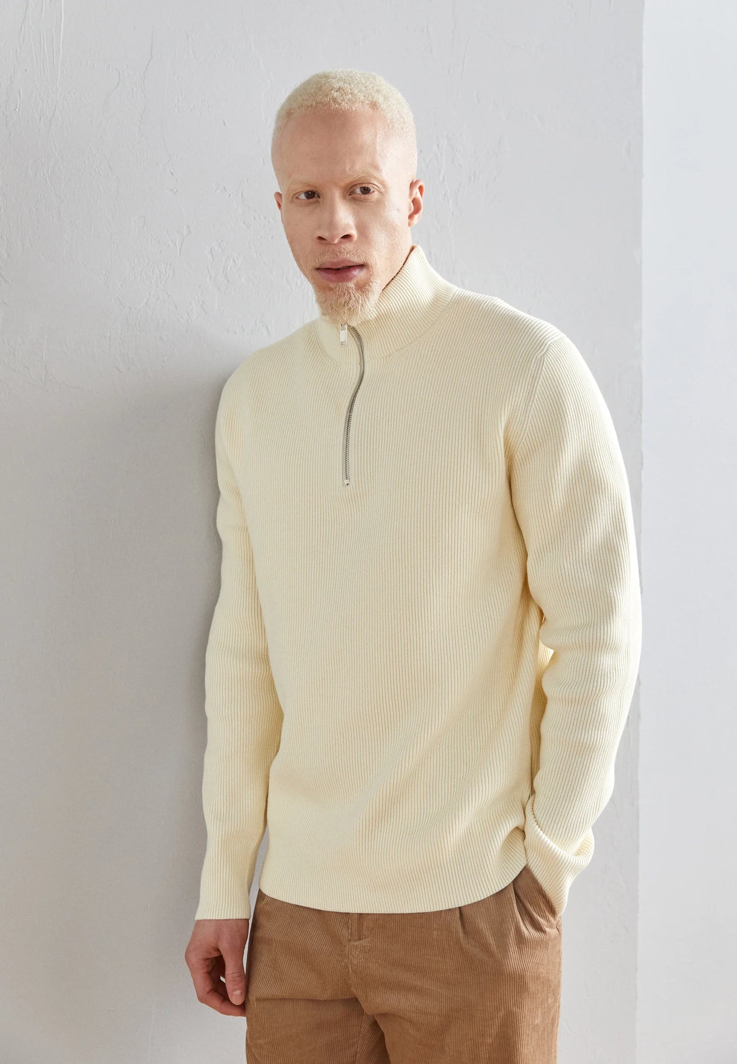 Half zip rib knit