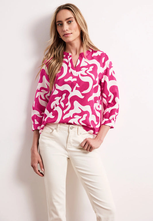 SOL_Splitneck tunic blouse AOP