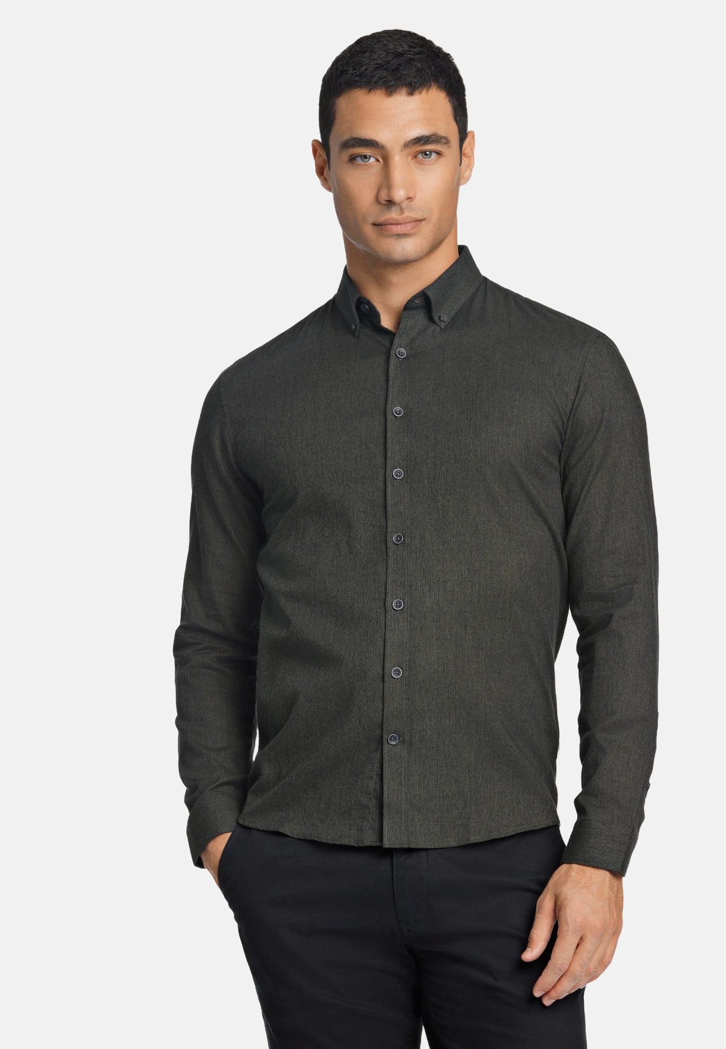 Mouliné stretch shirt L/S