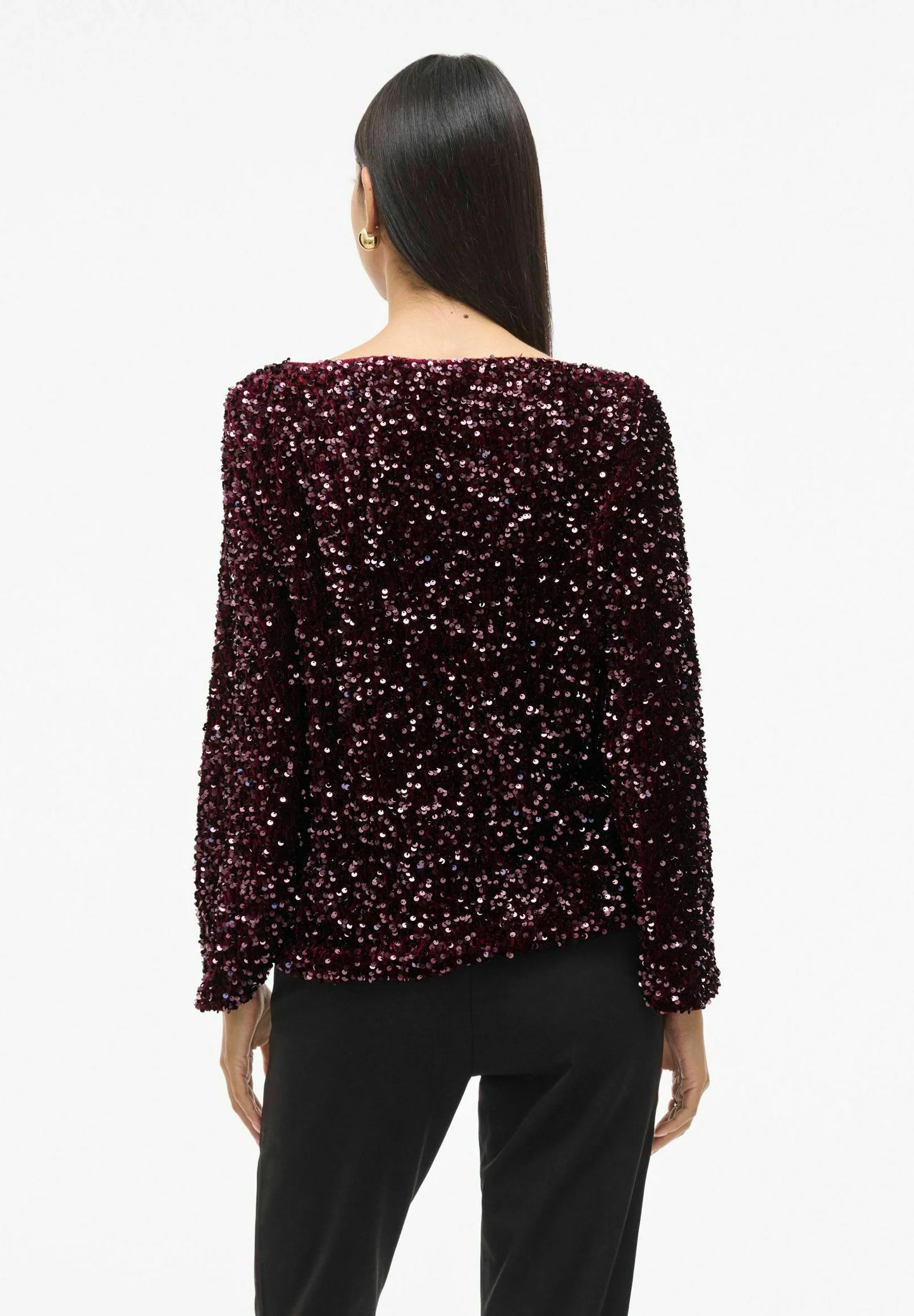 VIFAITH BOAT NECK L/S SEQUIN TOP/1