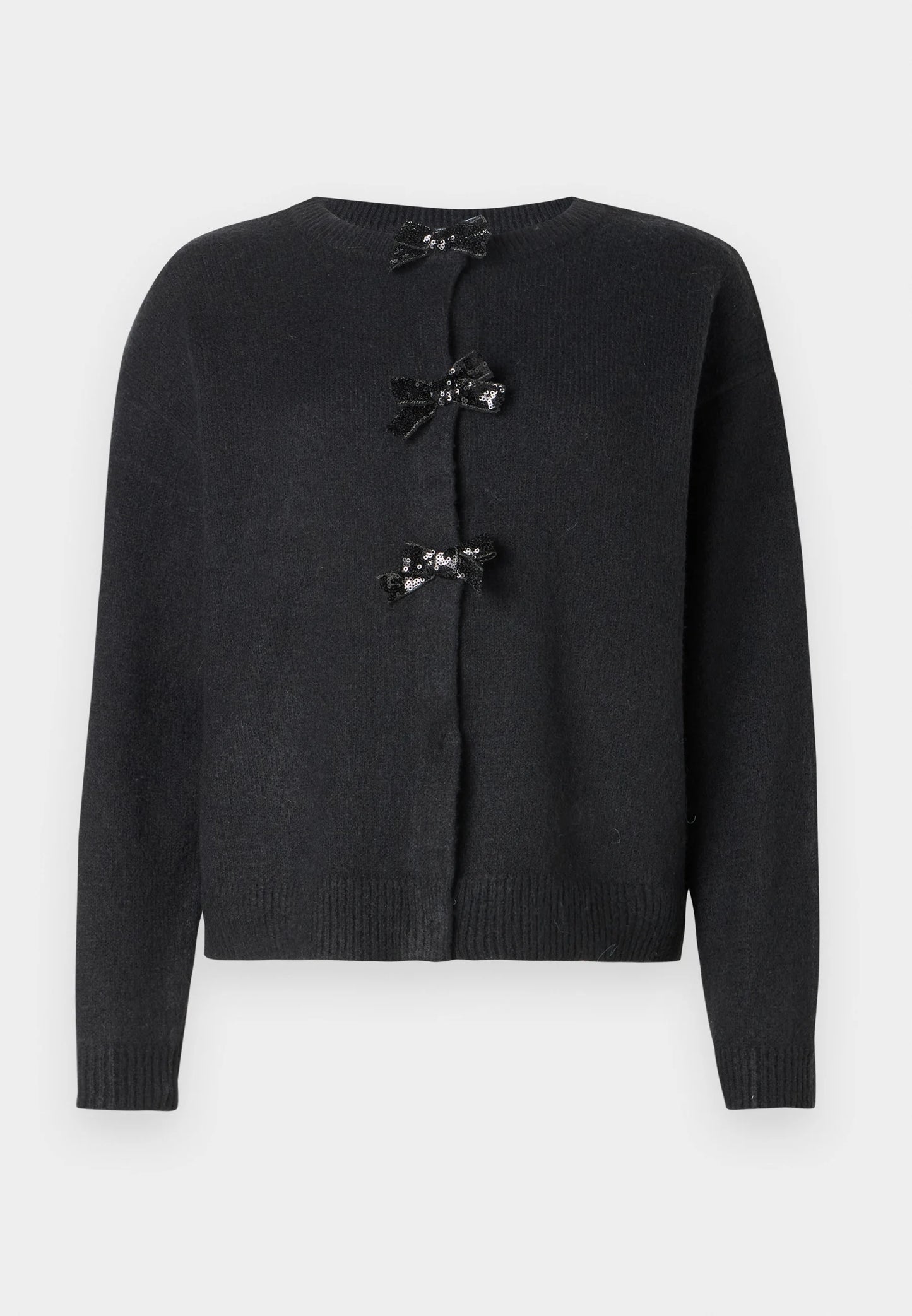 VIBRIANNA O-NECK L/S BOW KNIT CARDIGAN