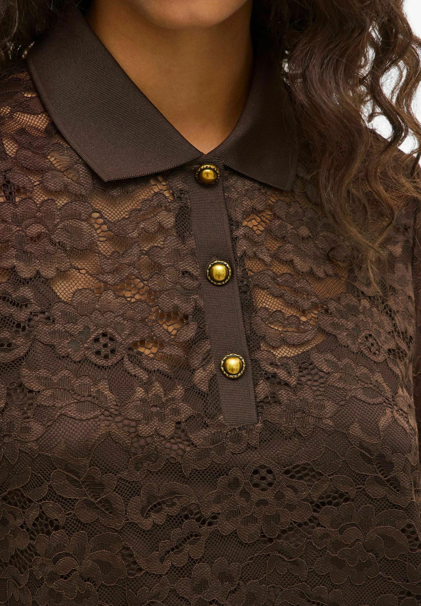 VISTACIA COLLAR 2/4 LACE TOP/BFS