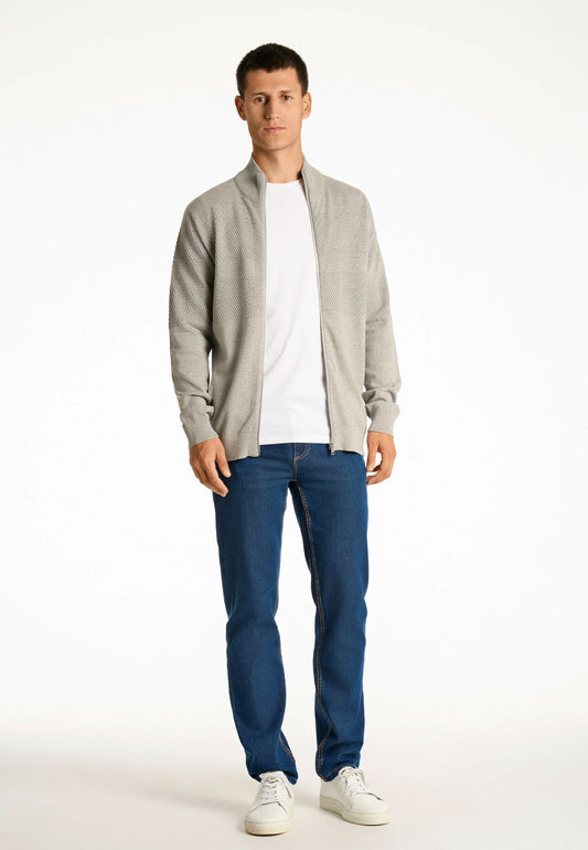 Zip through purl cardigan