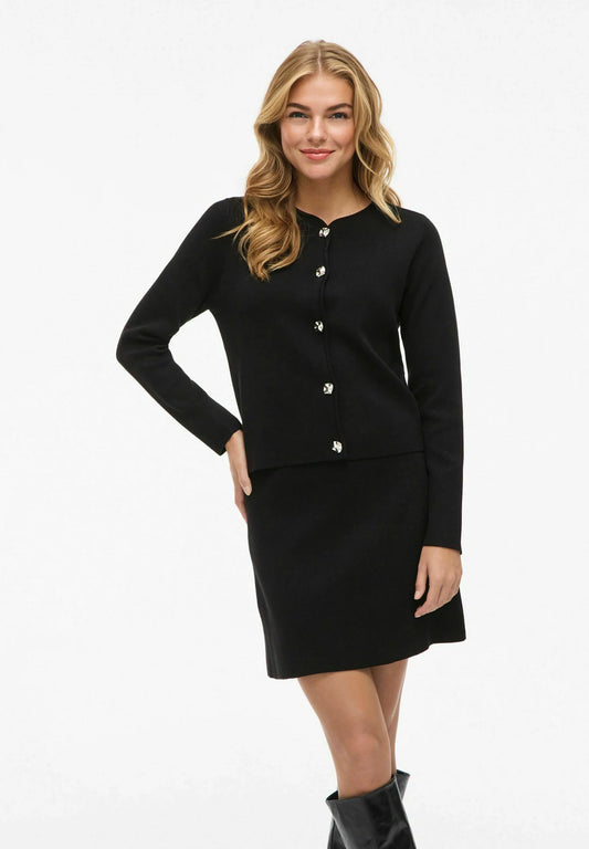 VISWAY O-NECK L/S BUTTON KNIT CARDIGAN