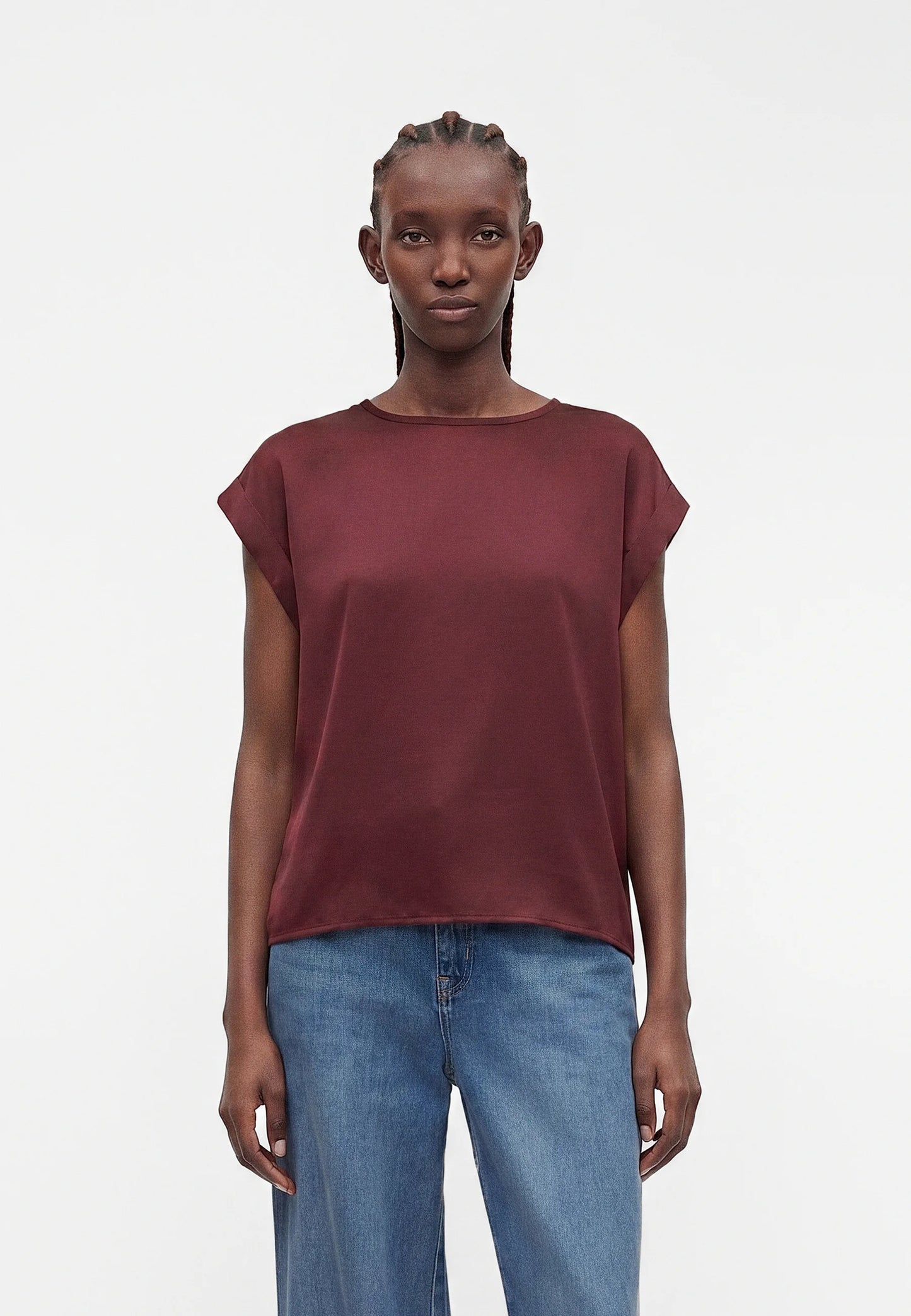 VIELLETTE S/S SATIN TOP/SU - NOOS