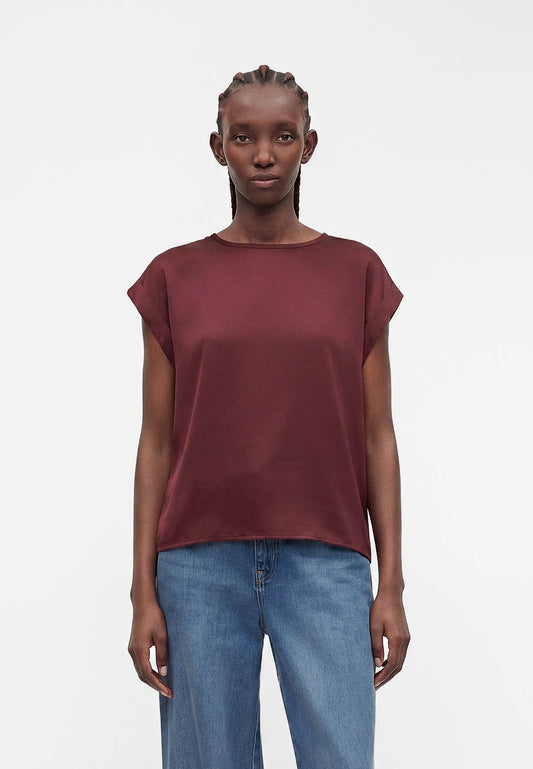 VIELLETTE S/S SATIN TOP/SU - NOOS